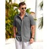 imageCOOFANDY Mens Short Sleeve Button Down Shirts Casual Cotton Beach Summer Linen Textured ShirtsDark Grey