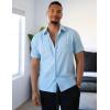 imageCOOFANDY Mens Short Sleeve Button Down Shirts Casual Cotton Beach Summer Linen Textured ShirtsLight Blue