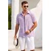imageCOOFANDY Mens Short Sleeve Button Down Shirts Casual Cotton Beach Summer Linen Textured ShirtsLilac