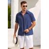 imageCOOFANDY Mens Short Sleeve Button Down Shirts Casual Cotton Beach Summer Linen Textured ShirtsNavy