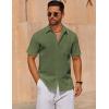 imageCOOFANDY Mens Short Sleeve Button Down Shirts Casual Cotton Beach Summer Linen Textured ShirtsOlive Green