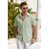 imageCOOFANDY Mens Short Sleeve Button Down Shirts Casual Cotton Beach Summer Linen Textured ShirtsSage Green