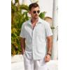 imageCOOFANDY Mens Short Sleeve Button Down Shirts Casual Cotton Beach Summer Linen Textured ShirtsWhite