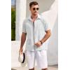imageCOOFANDY Mens Short Sleeve Button Down Shirts Casual Cotton Beach Summer Linen Textured ShirtsWhite
