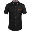 imageCOOFANDY Mens Cotton Casual Short Sleeve Button Down Shirt Plaid Collar Denim Work ShirtsA  Black  No Pocket