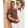 imageCOOFANDY Mens Cotton Casual Short Sleeve Button Down Shirt Plaid Collar Denim Work ShirtsA  Brown  No Pocket