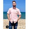 imageCOOFANDY Mens Cotton Casual Short Sleeve Button Down Shirt Plaid Collar Denim Work ShirtsA  Pink  No Pocket