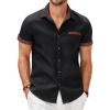 imageCOOFANDY Mens Cotton Casual Short Sleeve Button Down Shirt Plaid Collar Denim Work ShirtsB  Black  No Pocket