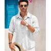 imageCOOFANDY Cuban Shirts for Men Long Sleeve Guayabera Shirts Button Up Linen Shirt Mexican Wedding Shirts White