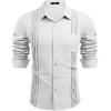 imageCOOFANDY Cuban Shirts for Men Long Sleeve Guayabera Shirts Button Up Linen Shirt Mexican Wedding Shirts White