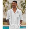 imageCOOFANDY Cuban Shirts for Men Long Sleeve Guayabera Shirts Button Up Linen Shirt Mexican Wedding Shirts White