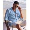 imageCOOFANDY Mens Casual Button Down Shirt Summer Beach Shirts Long Sleeve Cuban Collared Tropical Textured Shirts