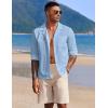 imageCOOFANDY Mens Casual Button Down Shirt Summer Beach Shirts Long Sleeve Cuban Collared Tropical Textured Shirts