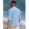 imageCOOFANDY Mens Casual Button Down Shirt Summer Beach Shirts Long Sleeve Cuban Collared Tropical Textured Shirts
