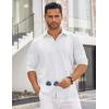 imageCOOFANDY Mens Cuban Guayabera Shirt Long Sleeve Casual Button Down Shirts Beach Linen Shirt White