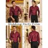 imageCOOFANDY Mens Floral Winje Red Printed Long Sleeve Dress Shirts Prom Wedding Party Button Down Shirts