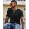 imageCOOFANDY Mens Henley Shirts Short Sleeve Casual Button TShirts Basic Tee Shirts Summer Vintage T Shirts with Pocket01 Black