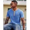 imageCOOFANDY Mens Henley Shirts Short Sleeve Casual Button TShirts Basic Tee Shirts Summer Vintage T Shirts with Pocket01 Blue