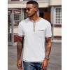 imageCOOFANDY Mens Henley Shirts Short Sleeve Casual Button TShirts Basic Tee Shirts Summer Vintage T Shirts with Pocket01 White