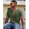 imageCOOFANDY Mens Henley Shirts Short Sleeve Casual Button TShirts Basic Tee Shirts Summer Vintage T Shirts with Pocket02 Army Green