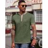 imageCOOFANDY Mens Henley Shirts Short Sleeve Casual Button TShirts Basic Tee Shirts Summer Vintage T Shirts with Pocket02 Army Green