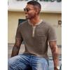 imageCOOFANDY Mens Henley Shirts Short Sleeve Casual Button TShirts Basic Tee Shirts Summer Vintage T Shirts with Pocket02 Brown