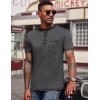 imageCOOFANDY Mens Henley Shirts Short Sleeve Casual Button TShirts Basic Tee Shirts Summer Vintage T Shirts with Pocket02 Dark GreyBlack