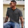 imageCOOFANDY Mens Henley Shirts Short Sleeve Casual Button TShirts Basic Tee Shirts Summer Vintage T Shirts with Pocket02 Dark GreyBlack