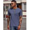 imageCOOFANDY Mens Henley Shirts Short Sleeve Casual Button TShirts Basic Tee Shirts Summer Vintage T Shirts with Pocket02 Navy BlueDark Grey