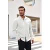 imageCOOFANDY Mens Linen Shirt Long Sleeve Button Up Shirt Casual Shirt for Men Winter Wedding Shirt White