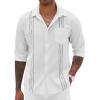 imageCOOFANDY Cuban Shirts for Men Long Sleeve Guayabera Shirts Button Up Linen Shirt Mexican Wedding Shirts White
