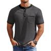 imageCOOFANDY Mens Henley Shirts Short Sleeve Casual Button TShirts Basic Tee Shirts Summer Vintage T Shirts with Pocket02 Dark GreyBlack