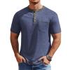 imageCOOFANDY Mens Henley Shirts Short Sleeve Casual Button TShirts Basic Tee Shirts Summer Vintage T Shirts with Pocket02 Navy BlueDark Grey