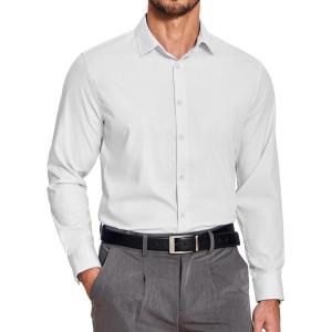 imageCOOFANDY Mens Slim Fit Business Dress Shirts Wrinkle Free Long Sleeve Button Up Shirts Solid Formal Dress Shirt