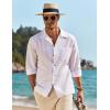 imageCOOFANDY Men Beach Shirts Casual Cotton Linen Long Sleeve Regular Fit Yoga Shirts White