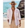 imageCOOFANDY Men Beach Shirts Casual Cotton Linen Long Sleeve Regular Fit Yoga Shirts White