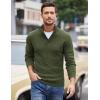 imageCOOFANDY Men Quarter Button Sweater Pullover Cable Knit Henley Mock Neck SweaterArmy Green