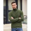 imageCOOFANDY Men Quarter Button Sweater Pullover Cable Knit Henley Mock Neck SweaterArmy Green