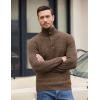 imageCOOFANDY Men Quarter Button Sweater Pullover Cable Knit Henley Mock Neck SweaterBrown