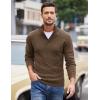 imageCOOFANDY Men Quarter Button Sweater Pullover Cable Knit Henley Mock Neck SweaterBrown