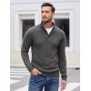 imageCOOFANDY Men Quarter Button Sweater Pullover Cable Knit Henley Mock Neck SweaterDark Grey