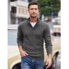 imageCOOFANDY Men Quarter Button Sweater Pullover Cable Knit Henley Mock Neck SweaterDark Grey
