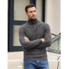 imageCOOFANDY Men Quarter Button Sweater Pullover Cable Knit Henley Mock Neck SweaterDark Grey