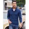 imageCOOFANDY Men Quarter Button Sweater Pullover Cable Knit Henley Mock Neck SweaterDeep Blue