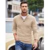 imageCOOFANDY Men Quarter Button Sweater Pullover Cable Knit Henley Mock Neck SweaterLight Khaki