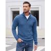 imageCOOFANDY Men Quarter Button Sweater Pullover Cable Knit Henley Mock Neck SweaterRoyal Blue