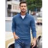 imageCOOFANDY Men Quarter Button Sweater Pullover Cable Knit Henley Mock Neck SweaterRoyal Blue