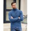 imageCOOFANDY Men Quarter Button Sweater Pullover Cable Knit Henley Mock Neck SweaterRoyal Blue