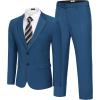 imageCOOFANDY Mens 2 Piece Suit Slim Fit Two Buttons Dress Suits Solid Jacket and Pants Set Tuxedo for Wedding Prom BusinessNavy Blue