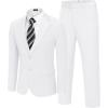 imageCOOFANDY Mens 2 Piece Suit Slim Fit Two Buttons Dress Suits Solid Jacket and Pants Set Tuxedo for Wedding Prom BusinessWhite